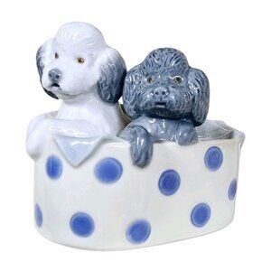 LLADRO NAO # 1082 Poodles Puppies In A Basket With Dots Retired